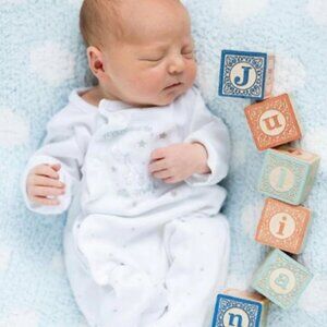 Little Me Blue Cotton Footies One Piece